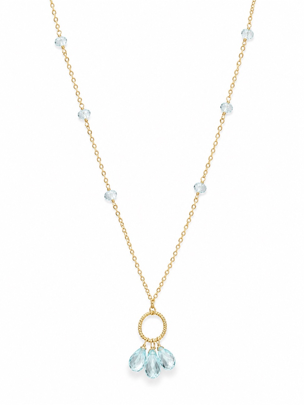 Nb93 White + Blue Topaz Circle Necklace